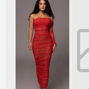 NWT JLUXlabel red Denise ruched dress